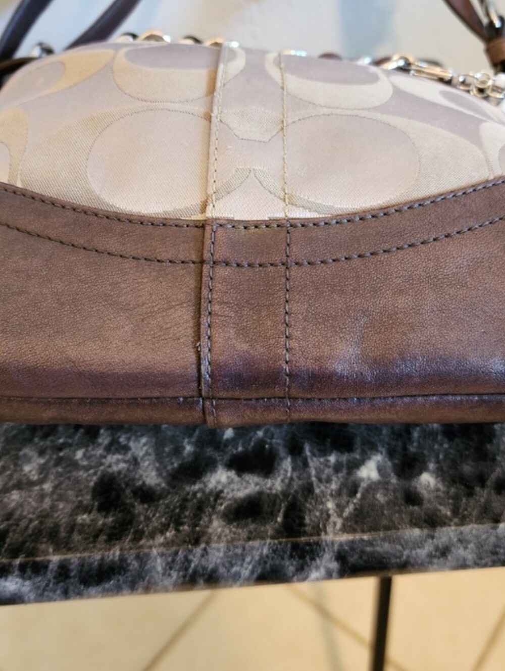Coach Signature Optic Chain Bag In Metalic Bronze - Picture 6 of 12